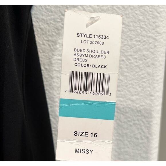 S.L. Fashions Dress Missy 16 Black Rhinestone Ruched Party Event Glam LBD NEW - Picture 5 of 10